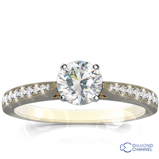 Sidestone Pave Set Diamond Engagement Ring (0.62ct tw)