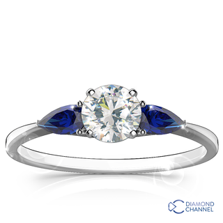 Pear Shaped Sapphire and Diamond Engagement Ring in 9K White Gold(1.317ct tw)
