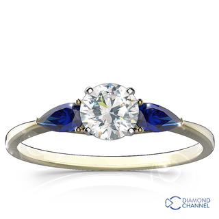 Pear Shaped Sapphire and Diamond Engagement Ring in 9K White Gold(1.317ct tw)