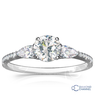 Pear Shape & Pave Diamond Engagement Ring In 9K White Gold (0.50ct tw)