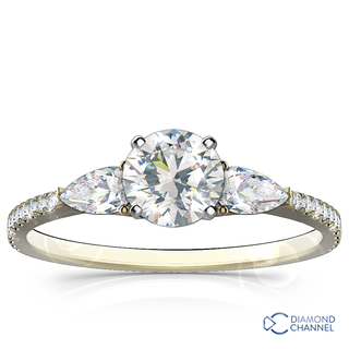 Pear Shape & Pave Diamond Engagement Ring In 9K White Gold (0.50ct tw)
