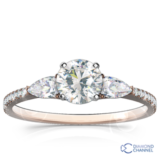 Pear Shape & Pave Diamond Engagement Ring In 9K White Gold (0.50ct tw)