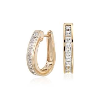 Princess Cut Hoop Earrings In 9K Yellow Gold (0.48ct tw)