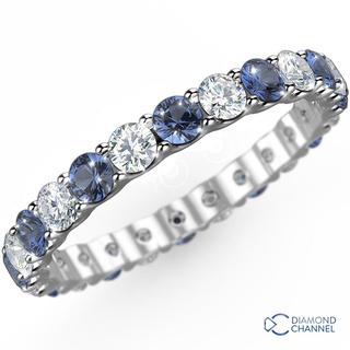 Sapphire And Diamond U-Claw Full Eternity Ring (0.48ct TW*)