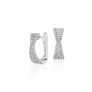 Criss-Cross Diamond Hoop Earrings In 9k White Gold (0.60ct tw)