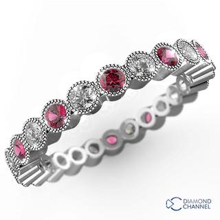 Pink Sapphire and Diamond Full Eternity Ring