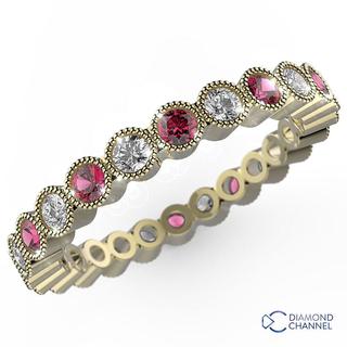 Pink Sapphire and Diamond Full Eternity Ring