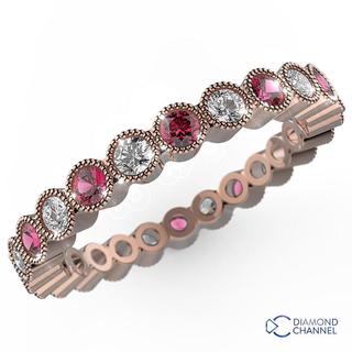 Pink Sapphire and Diamond Full Eternity Ring