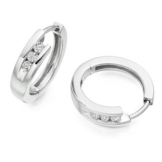 Diamond Hoop Earrings in 9K White Gold(0.30ct. tw.)