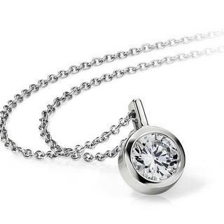 Solitaire Tube Set Diamond Pendant In 9k White Gold (0.10ct tw)