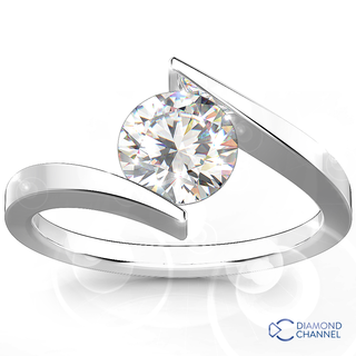 Cross Over Solitaire Diamond  Ring (RBC-0.35ct)