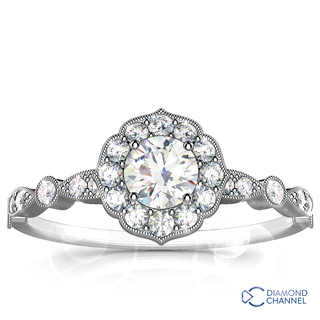 Floral Halo Diamond Engagement Ring (0.64ct tw)