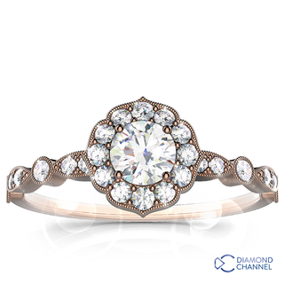 Floral Halo Diamond Engagement Ring (0.64ct tw)