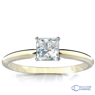 Solitaire Princess Cut Diamond Engagement Ring (PR-0.48ct)