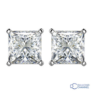 Princess Cut Diamond Stud Earrings in 9K White Gold (0.54ct tw ) 