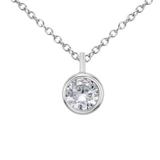 Bezel Set Solitaire Diamond Pendant In 9K White Gold (0.20ct tw)