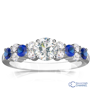 Sapphire And Diamond Enagement Ring (0.57ct tw)