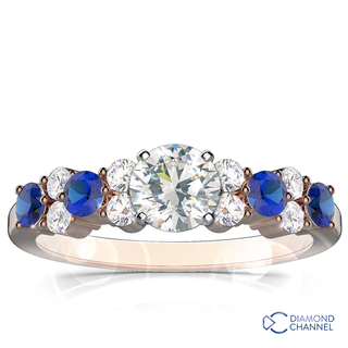 Sapphire And Diamond Enagement Ring (0.57ct tw)