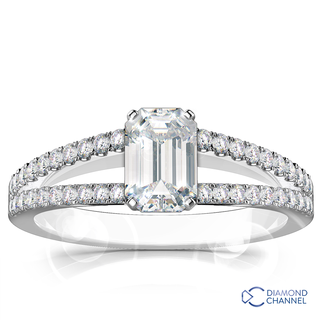 Split Shank Emerald Cut Diamond Engagement Ring (1.14ct tw) 