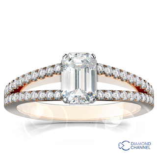 Split Shank Emerald Cut Diamond Engagement Ring (1.14ct tw) 