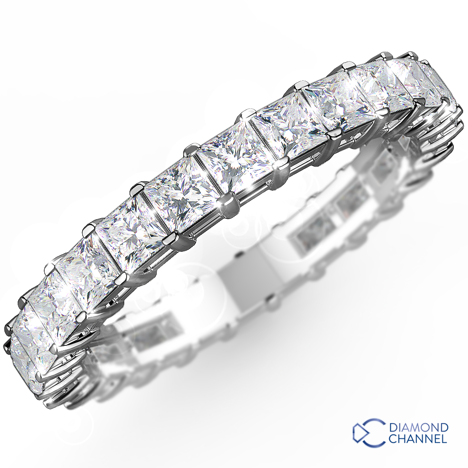 0.48ct Princess Cut Channel Set Wedding Band Ring