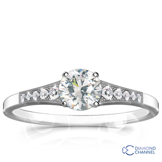 Graduated Milgrain Diamond Engagement Ring (0,62ct tw)