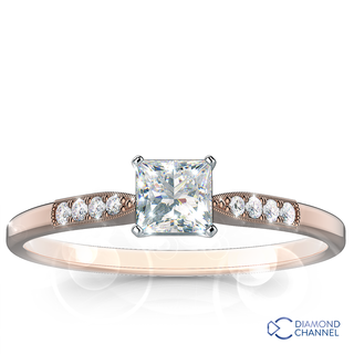 Graduated Milgrain Princess Cut Diamond  Ring (0.64ct tw)
