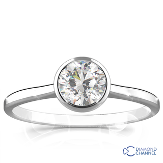 Round Cut Bezel Set Solitaire Diamond Ring (0.41ct tw)