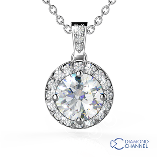 Halo Diamond Pendant in 9K White Gold (0.50ct tw)