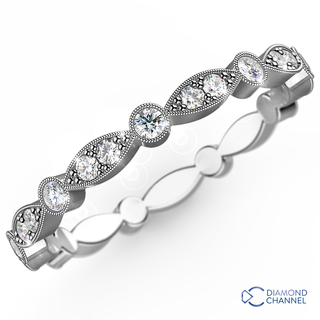 LEAF MILLGRAIN MARQUISE AND DOT DIAMOND Full ETERNITY BAND