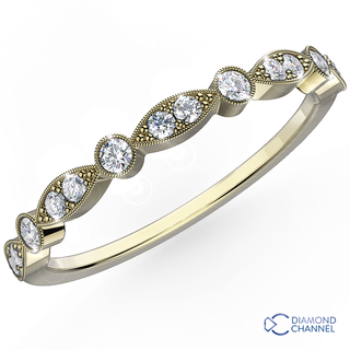 Leaf Millgrain Marquise and Dot Diamond Half Eternity Band