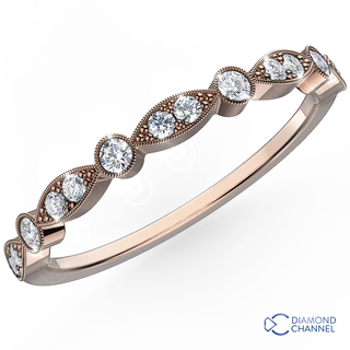 Leaf Millgrain Marquise and Dot Diamond Half Eternity Band