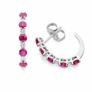 Ruby Hoop Earrings in 18K White Gold 