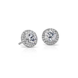 Classic Halo Diamond Stud Earrings in 9K White Gold (0.52ct tw)