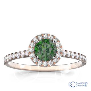 Petite Round Emerald and Diamond Pavé Halo Ring 
