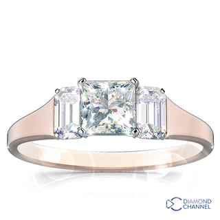 Three Stone Emerald Cut Engagement Ring  (0.67ct tw)