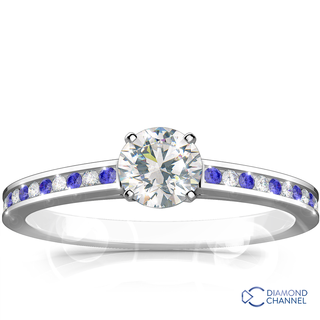 Channel Set Sapphire and Diamond Engagement Ring Set (0.74ct tw)