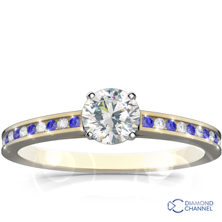 Channel Set Sapphire and Diamond Engagement Ring Set (0.74ct tw)