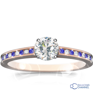 Channel Set Sapphire and Diamond Engagement Ring Set (0.74ct tw)