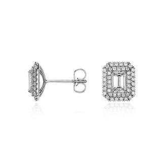 Emerald-Cut Diamond Double Halo Earrings In 9k White Gold (0.80ct tw)