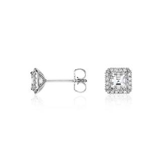 Princess-Cut Halo Diamond Earrings In 9k White Gold (0.60ct tw)