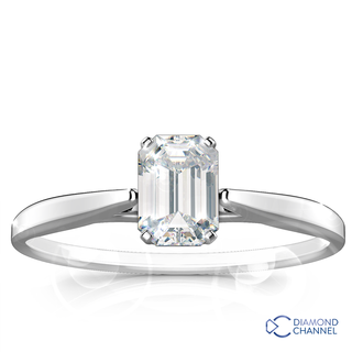 Emerald Cut Solitaire Diamond Ring (Em-0.41ct tw)