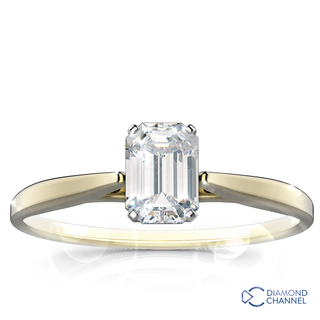 Emerald Cut Solitaire Diamond Ring (Em-0.41ct tw)