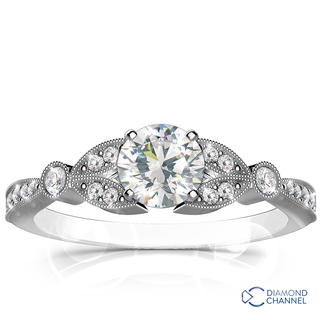 Pave Leaf Diamond Engagement Ring  (0.69ct tw)