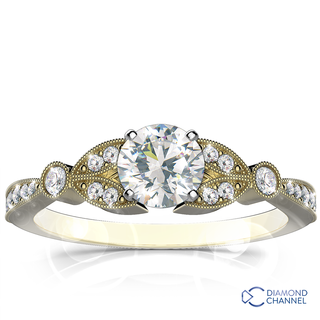 Pave Leaf Diamond Engagement Ring  (0.69ct tw)