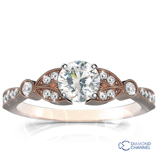 Pave Leaf Diamond Engagement Ring  (0.69ct tw)