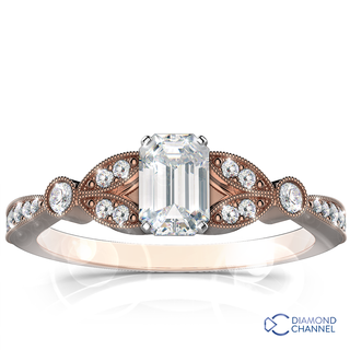 Petite Vintage Leaf Diamond Engagement Ring (0.58ct tw)