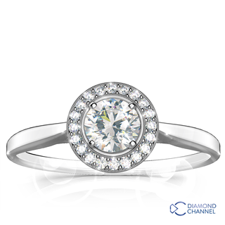 Plain Shank Milgrain Halo Engagement Ring (0.63ct tw)