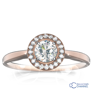 Plain Shank Milgrain Halo Engagement Ring (0.63ct tw)