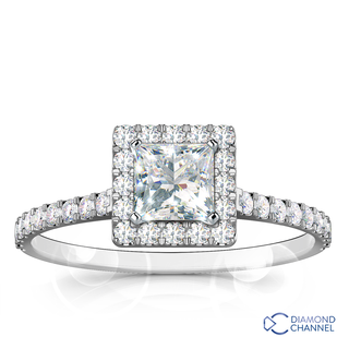 Princess Cut Halo Diamond Engagement Ring (0.67ct tw)